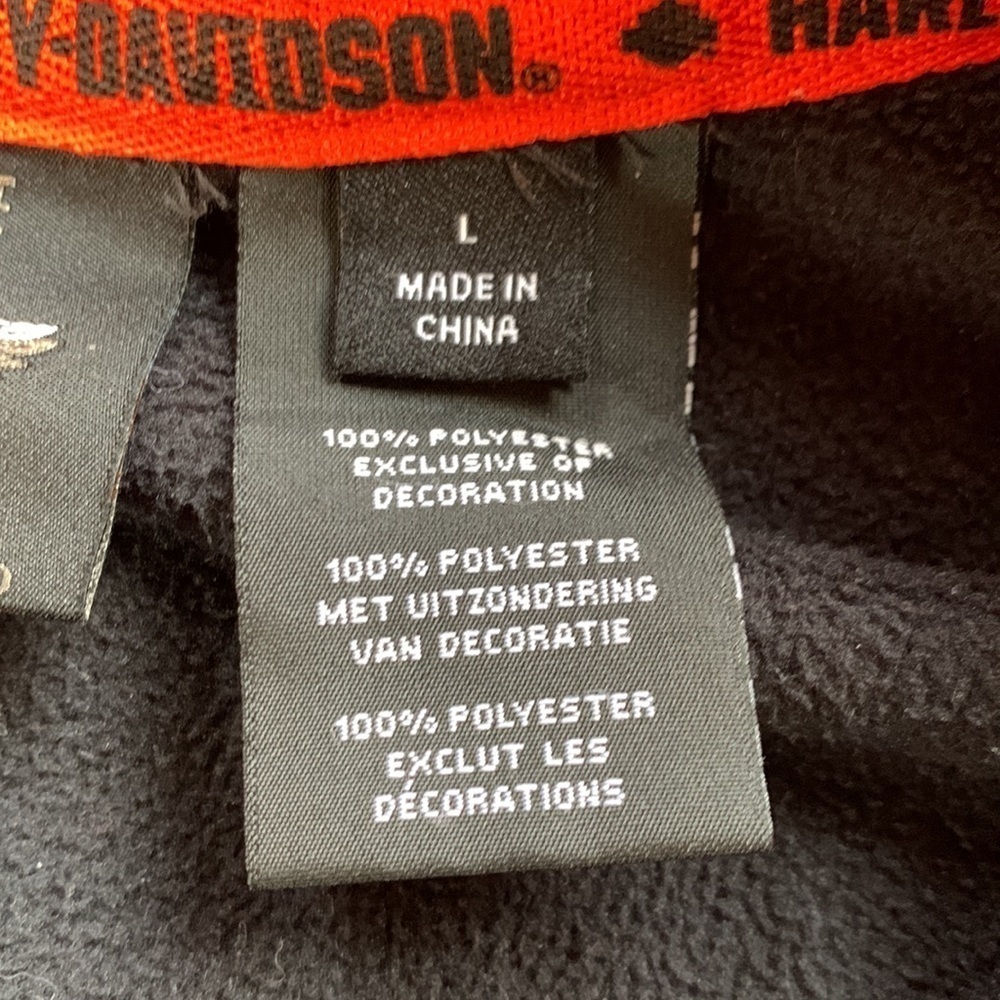 Harley Davidson sz L black 3/4 zip fleece pullover - Picture 6 of 7